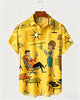Alohadaddy® Retro Medieval Atomic Geometry Print Men's Button Pocket Short-Sleeve Hawaiian Big & Tall