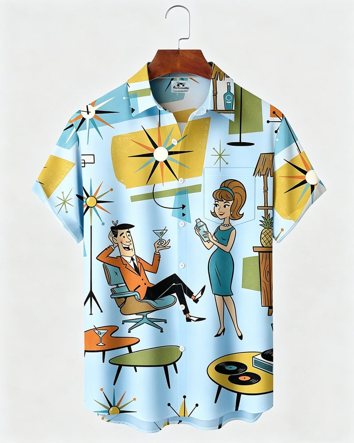 Alohadaddy® Retro Medieval Atomic Geometry Print Men&