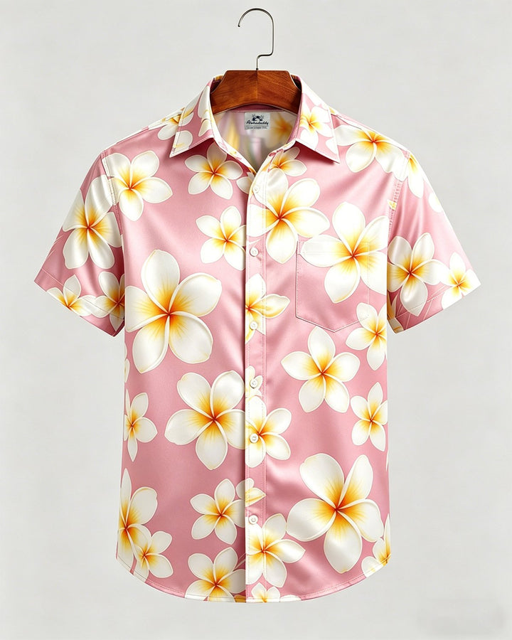 Alohadaddy® Hawaiian Floral Hibiscus Button-Down Short Sleeve Shirt