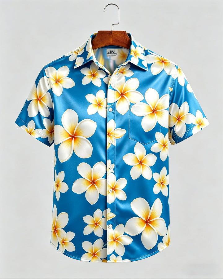 Alohadaddy® Hawaiian Floral Hibiscus Button-Down Short Sleeve Shirt
