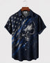 Alohadaddy® Men's Holiday Independence Day Skull Flag Short-Sleeve Shirt