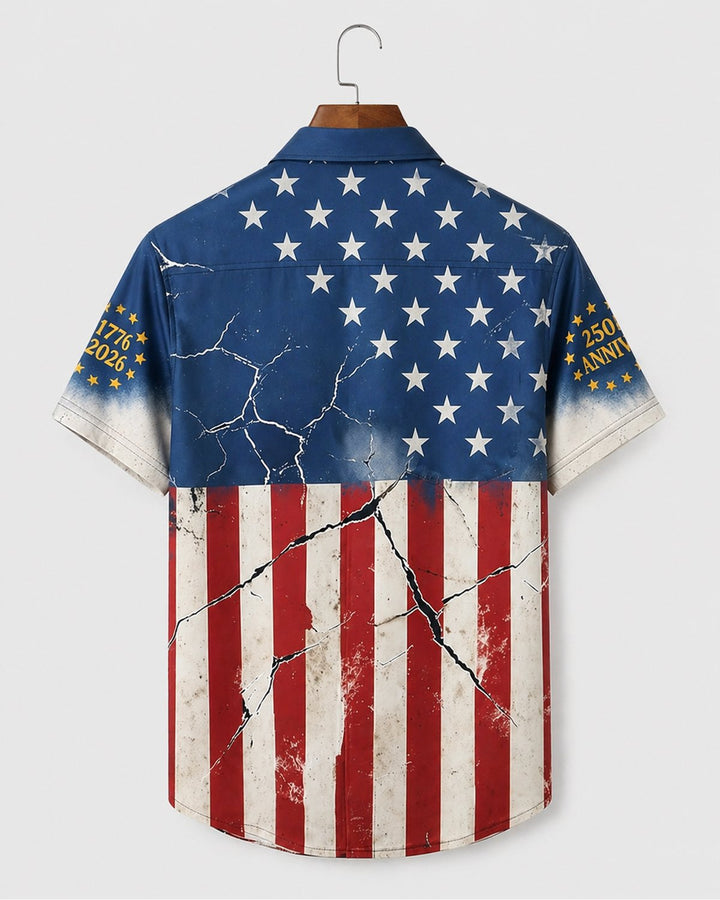 Alohadaddy® 250th Independence Day Celebration U.S. Flag Short-Sleeve Shirt