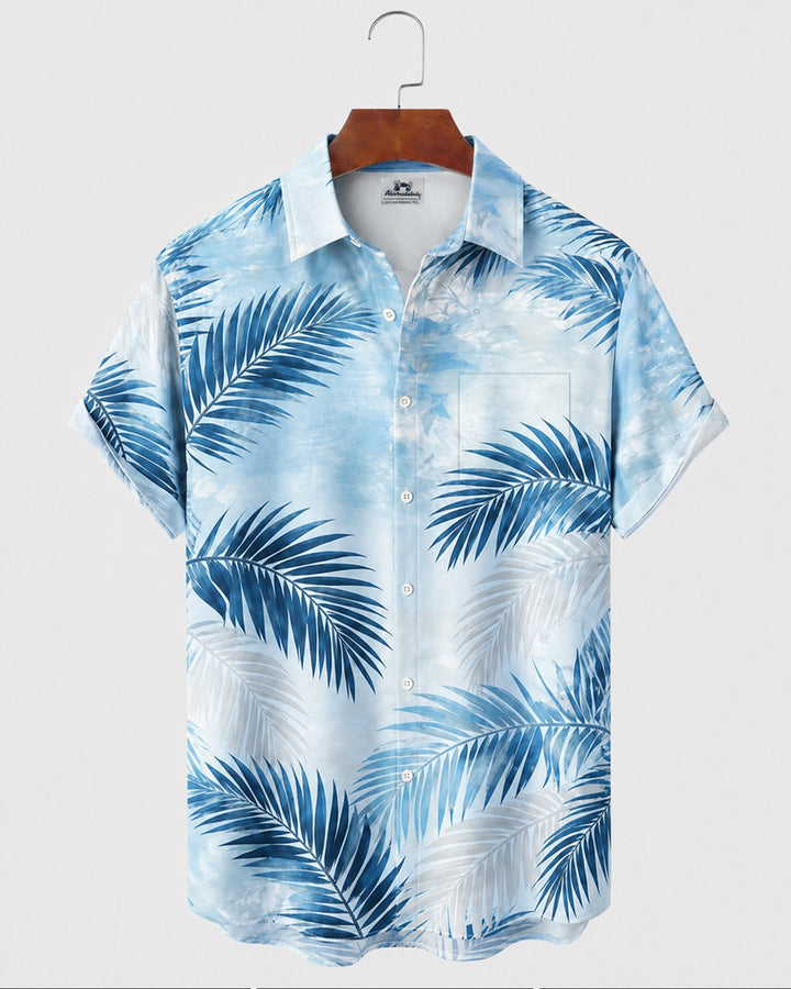 Alohadaddy® Hawaiian Tropical Floral Leaf Gradient Short-Sleeve Shirt