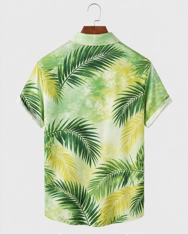 Alohadaddy® Hawaiian Tropical Floral Leaf Gradient Short-Sleeve Shirt