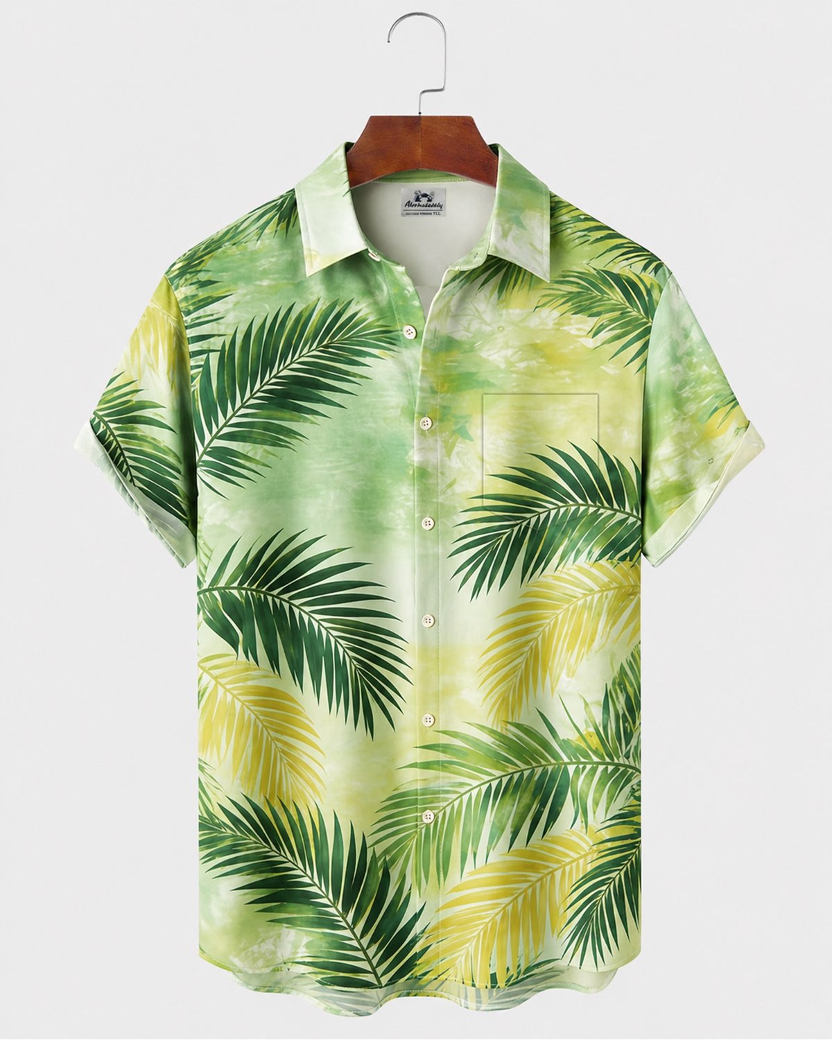 Alohadaddy® Hawaiian Tropical Floral Leaf Gradient Short-Sleeve Shirt
