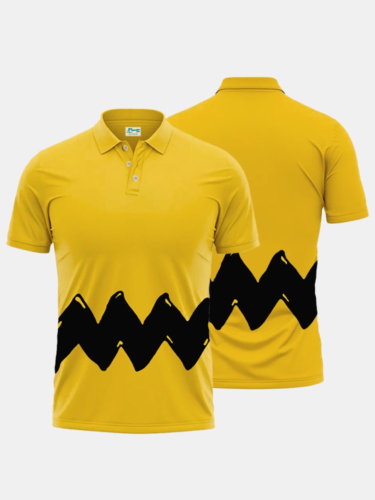 Polo hawaiano con dibujos animados retro de los años 60 para hombre de Alohadaddy, polo elástico de gran tamaño con rayas artísticas