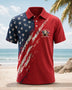Alohadaddy® Holiday Men's Independence Day Flag Eagle Short-Sleeve Polo Shirt