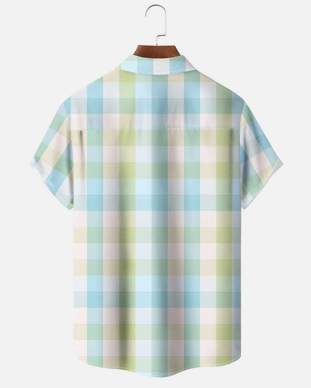 Alohadaddy® Basic Check Geometric Print Pocket Short-Sleeve Shirt