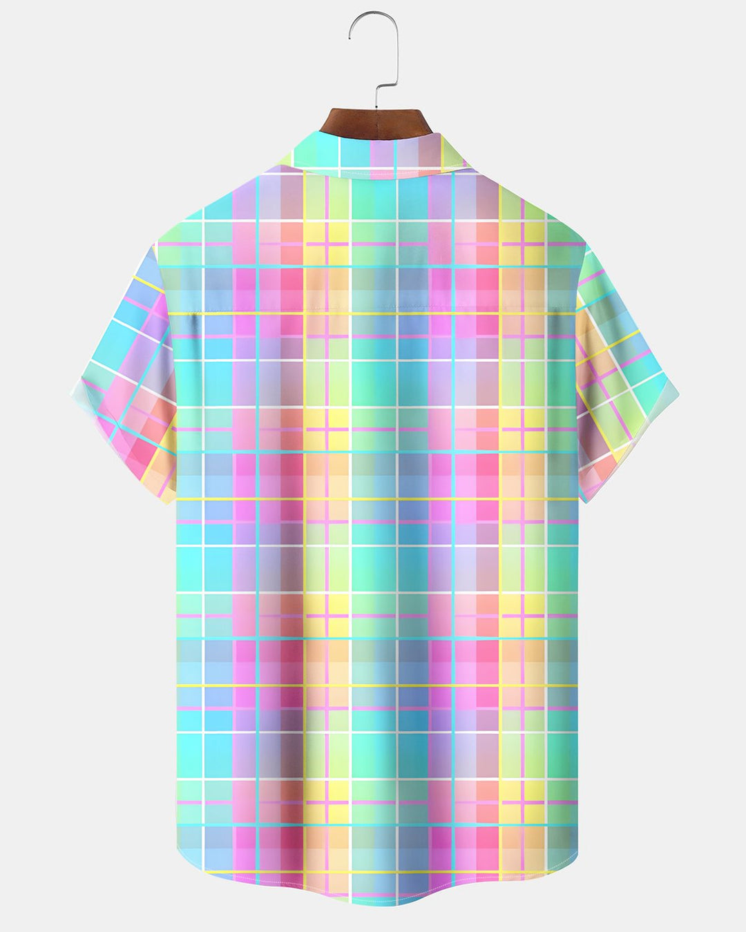 Alohadaddy® Retro Check Geometric Abstract Color Block Pocket Short-Sleeve Shirt