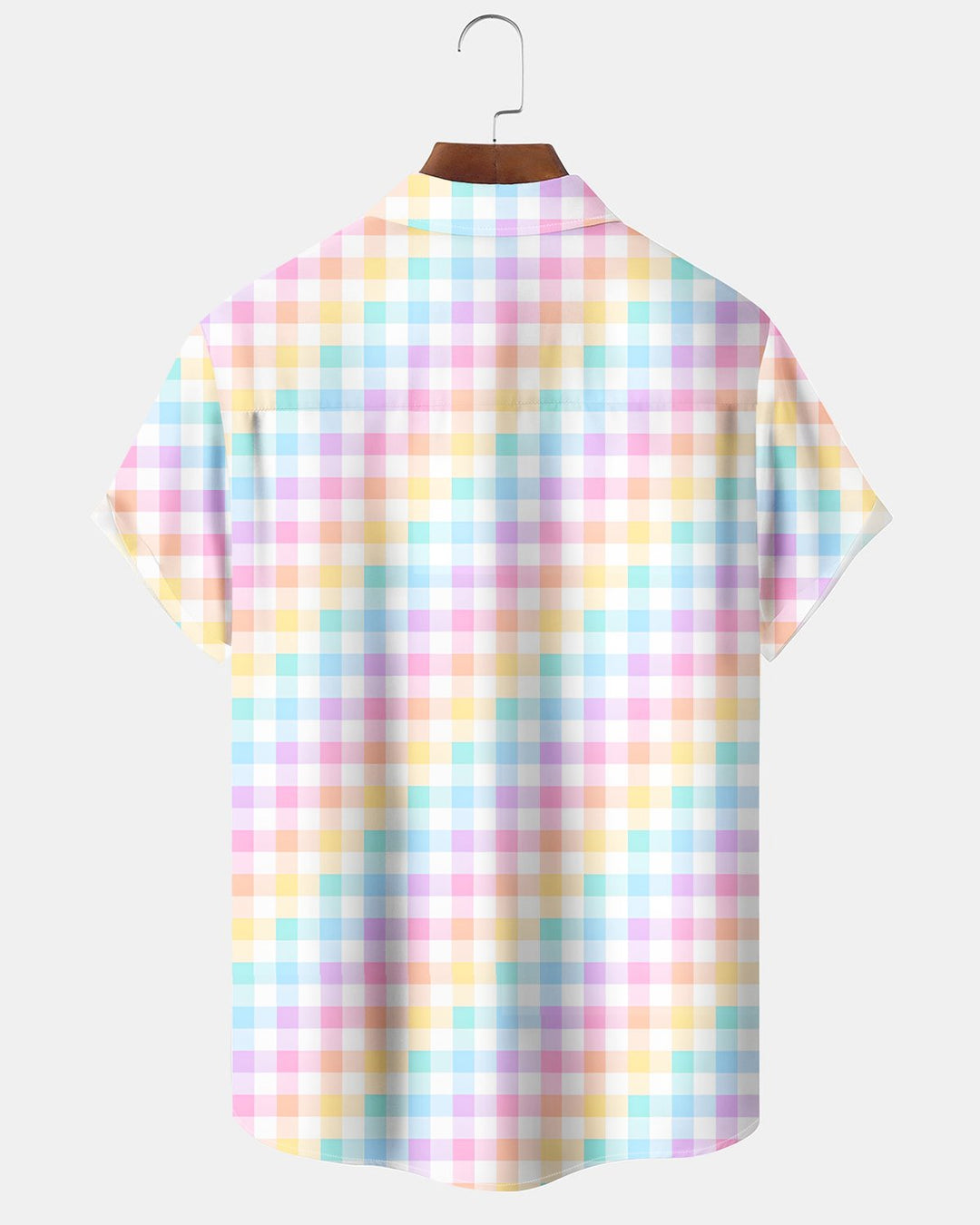 Alohadaddy® Basic Check Geometric Rainbow Gradient Pocket Short-Sleeve Shirt