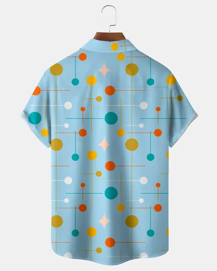 Alohadaddy® Retro Atomic Geometric Short-Sleeve Hawaiian Shirt