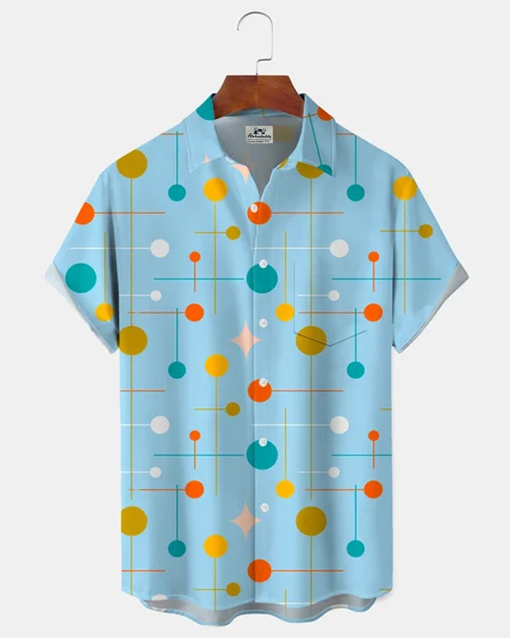 Alohadaddy® Retro Atomic Geometric Short-Sleeve Hawaiian Shirt