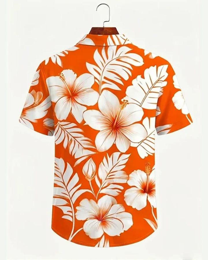 Alohadaddy® Hawaiian Floral Hibiscus Tropical Resort Short-Sleeve Shirt
