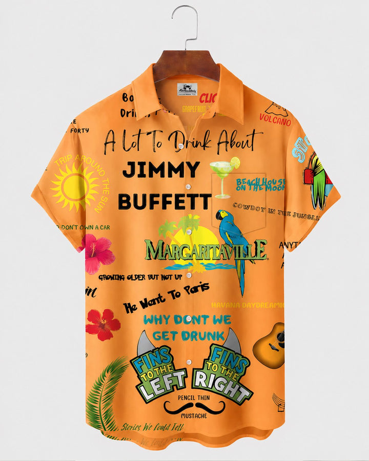Alohadaddy® Hawaiian Parrot Print Art Button Pocket Cardigan Men&