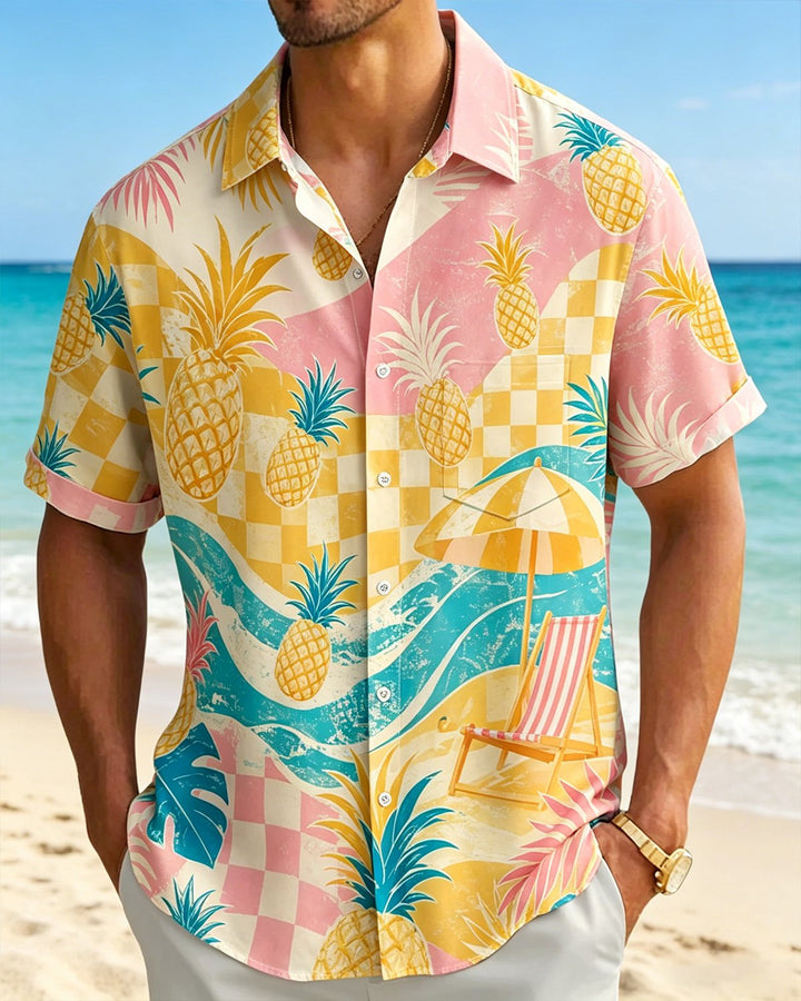 Alohadaddy® Hawaiian Floral Tropical Oil Painting Art Print Short-Sleeve Shirt