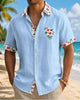 Alohadaddy® Men's Floral Hawaiian Print Patchwork Basic Short-Sleeve Shirt