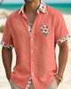 Alohadaddy® Men's Floral Hawaiian Print Patchwork Basic Short-Sleeve Shirt