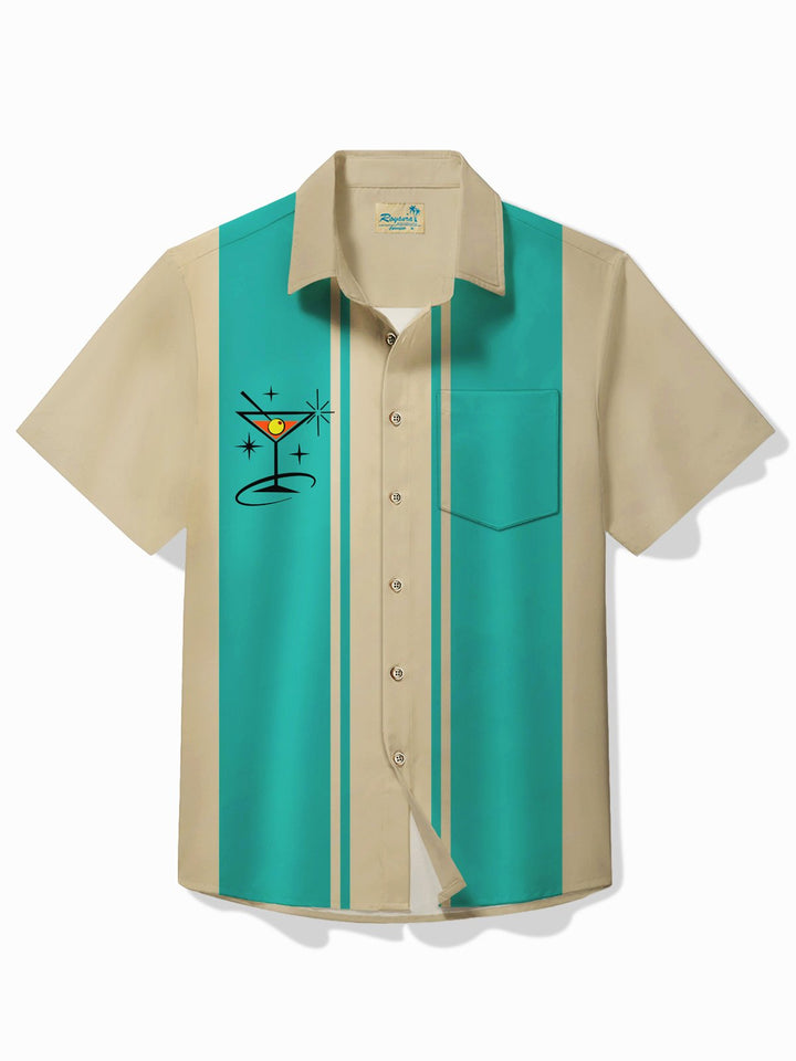 Chemise de cocktail rétro Alohadaddy Boling à géométrie médiévale Chemise à poche de camp facile d&