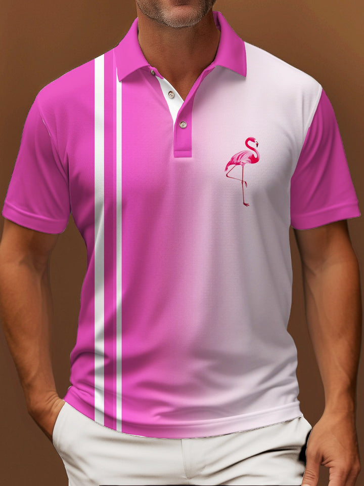 Polo hawaïen extensible et confortable pour homme Alohadaddy Holiday Beach Flamingo Polo rose