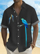 Alohadaddy® Hawaiian Parrot Print Men's Button Short Sleeve Shirt Big & Tall