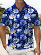 Alohadaddy® Casual Floral Art Print Chest Stretch Oversized Hawaiian Polo Shirt