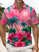 Alohadaddy® Hawaiian Beach Coconut Tree Tropical Landscape Polo Shirt