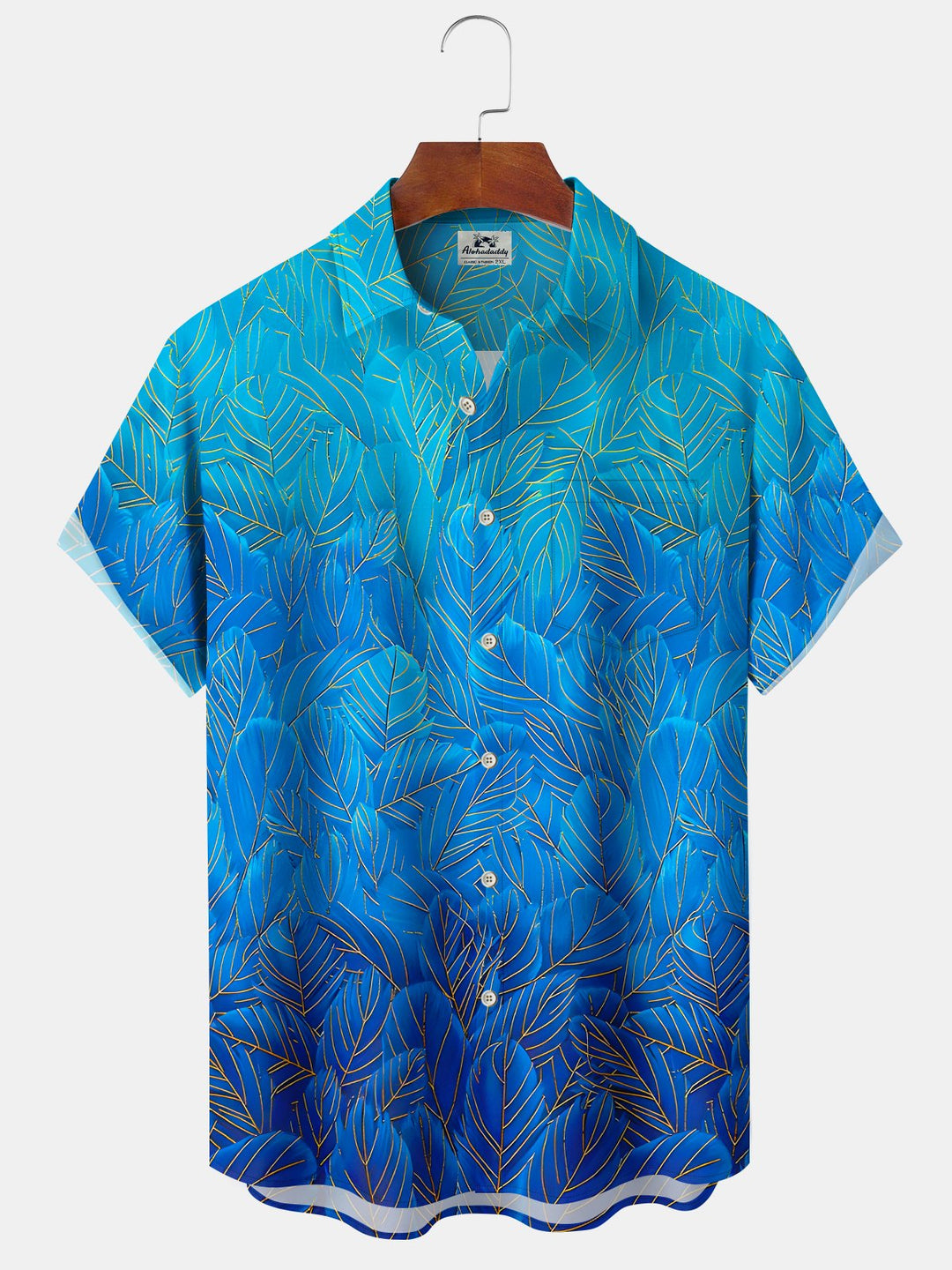 Alohadaddy® Hawaiian Vintage Gradient Feather Floral Pocket Shirt