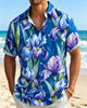 Alohadaddy® Hawaiian Holiday Tropical Floral Art Print Short-Sleeve Shirt