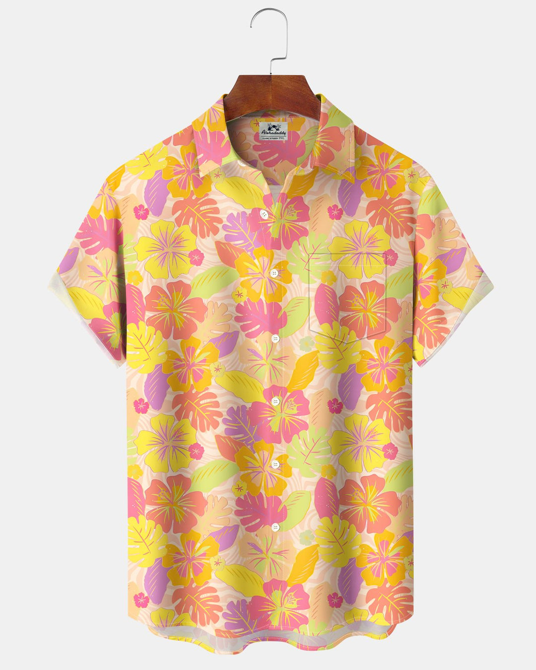 Alohadaddy® Hawaiian Holiday Tropical Hibiscus Floral Print Short-Sleeve Shirt