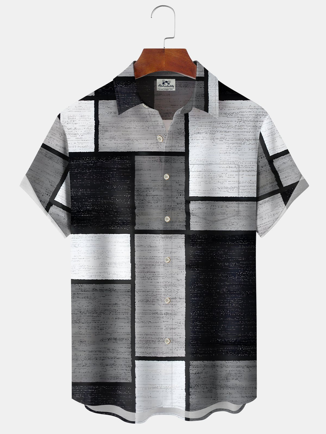 Alohadaddy® Retro Geometric Contrast Patchwork Pocket Shirt
