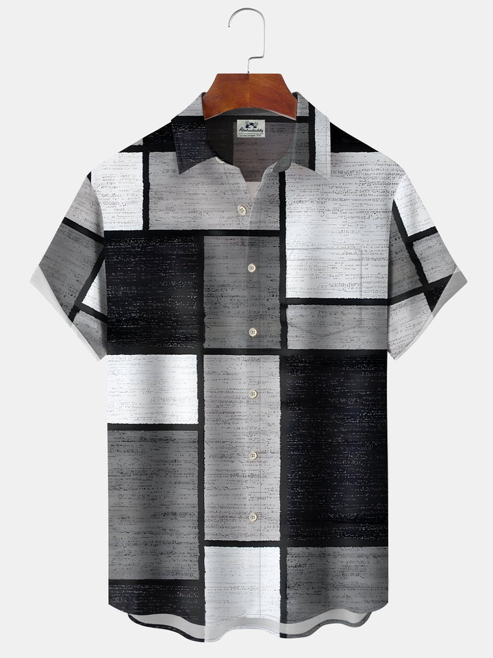 Alohadaddy® Retro Geometric Contrast Patchwork Pocket Shirt