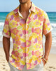 Alohadaddy® Hawaiian Holiday Tropical Hibiscus Floral Print Short-Sleeve Shirt