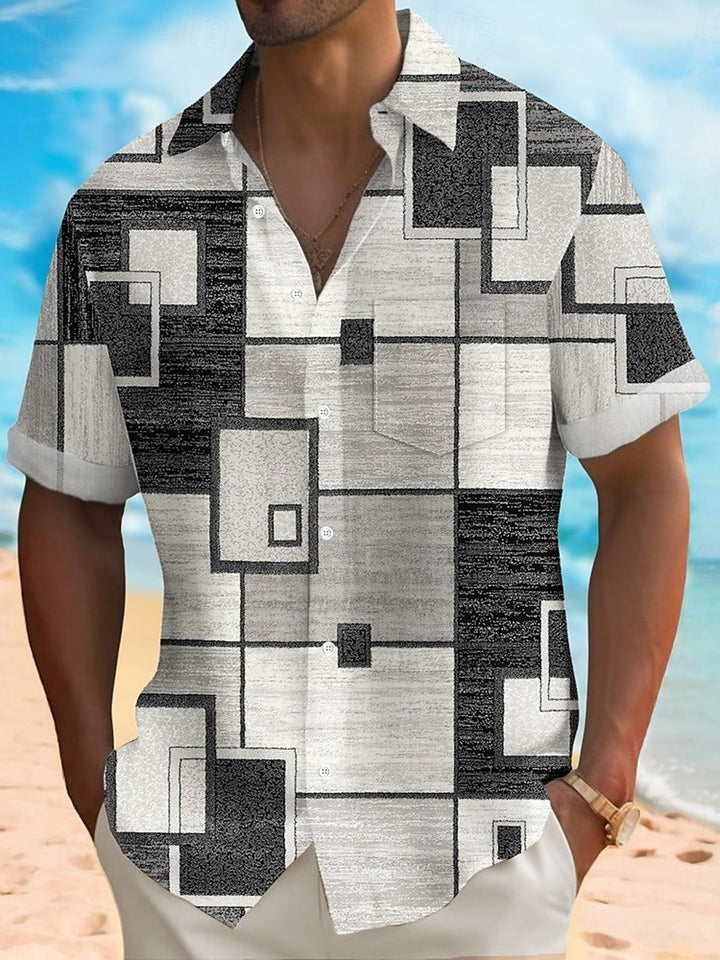 Alohadaddy® Retro Geometric Graphic Color Block Print Men&