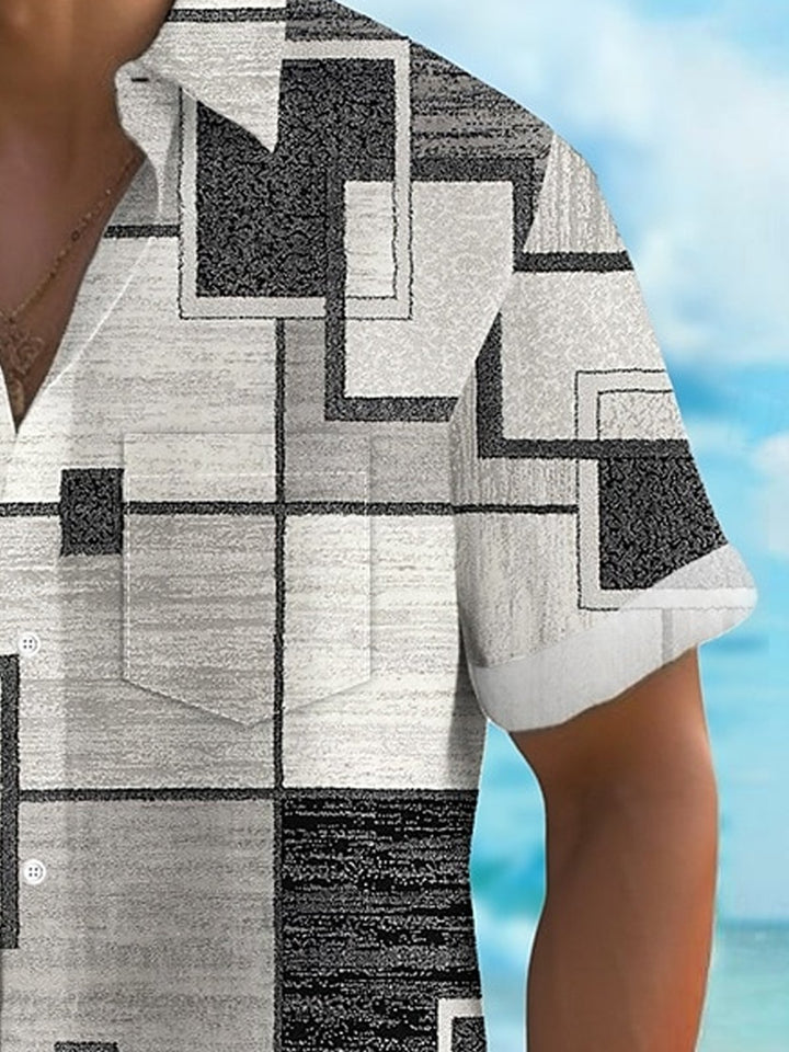 Alohadaddy® Retro Geometric Graphic Color Block Print Men&