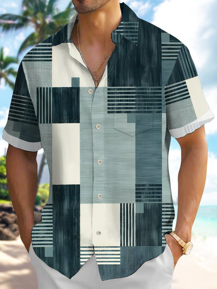 Alohadaddy® Retro Geometric Graphic Color Block Print Men&