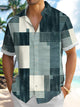 Alohadaddy® Retro Geometric Graphic Color Block Print Men's Pocket Short Sleeve Shirt