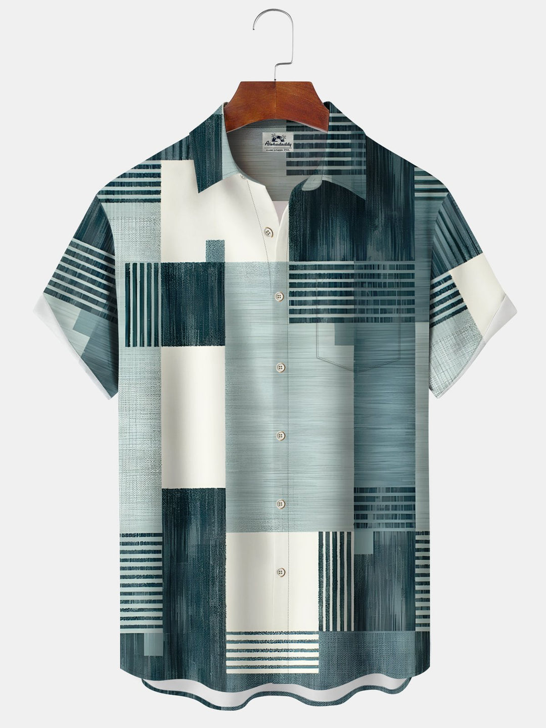 Alohadaddy® Retro Geometric Graphic Color Block Print Men&