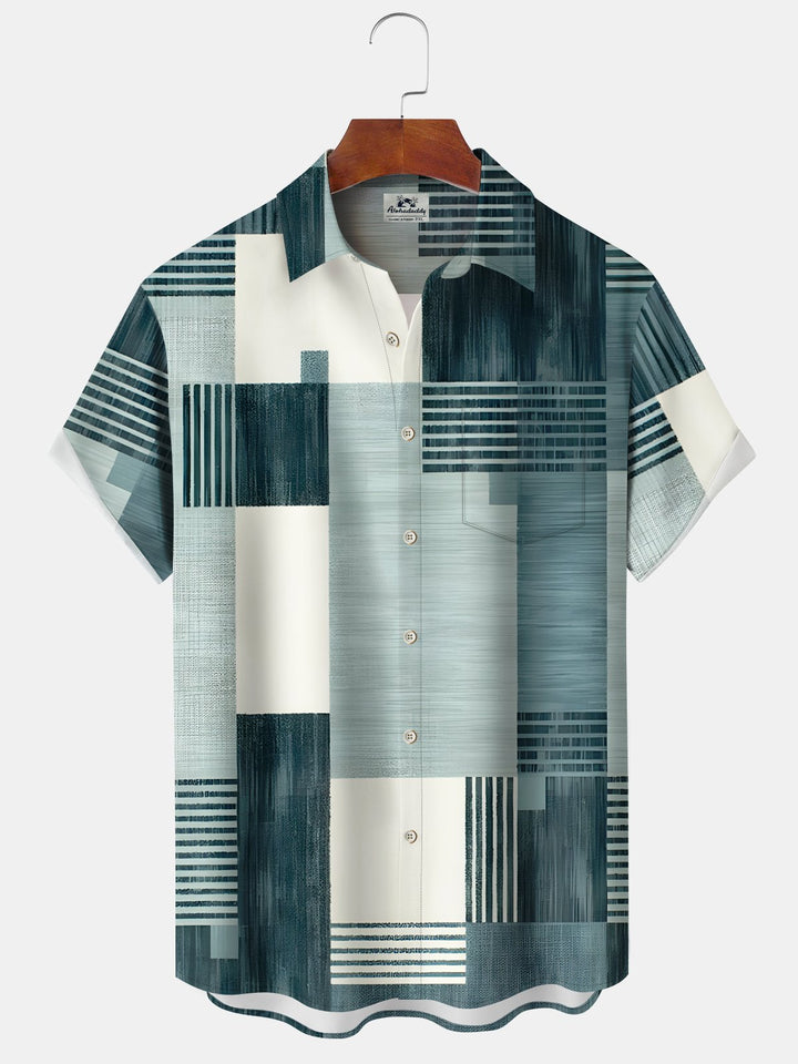 Alohadaddy® Retro Geometric Graphic Color Block Print Men&