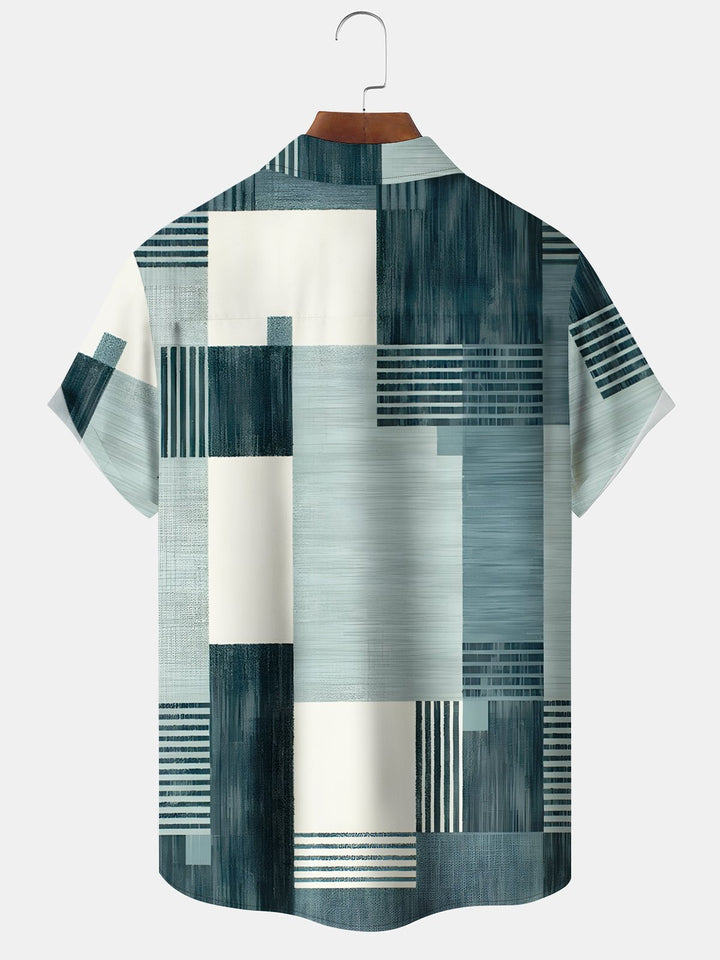 Alohadaddy® Retro Geometric Graphic Color Block Print Men&