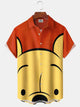 Alohadaddy® Retro Cartoon Bear Colorblock Men's Pocket Hawaiian Short Sleeve Shirt