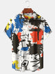 Alohadaddy® Vintage Abstract Art Geometric Gradient Men's Button Pocket Shirt