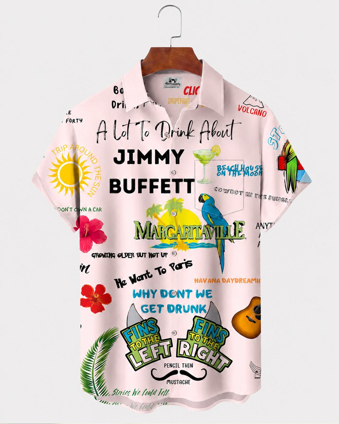 Alohadaddy® Hawaiian Parrot Print Art Button Pocket Cardigan Men&