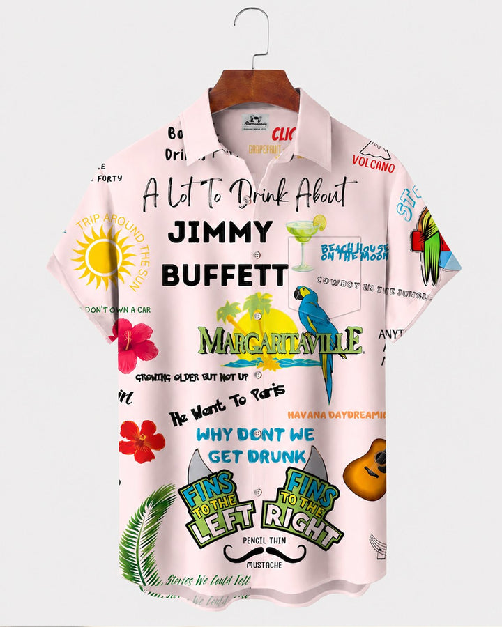 Alohadaddy® Hawaiian Parrot Print Art Button Pocket Cardigan Men&