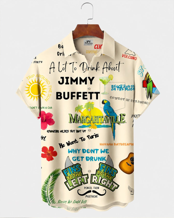 Alohadaddy® Hawaiian Parrot Print Art Button Pocket Cardigan Men&