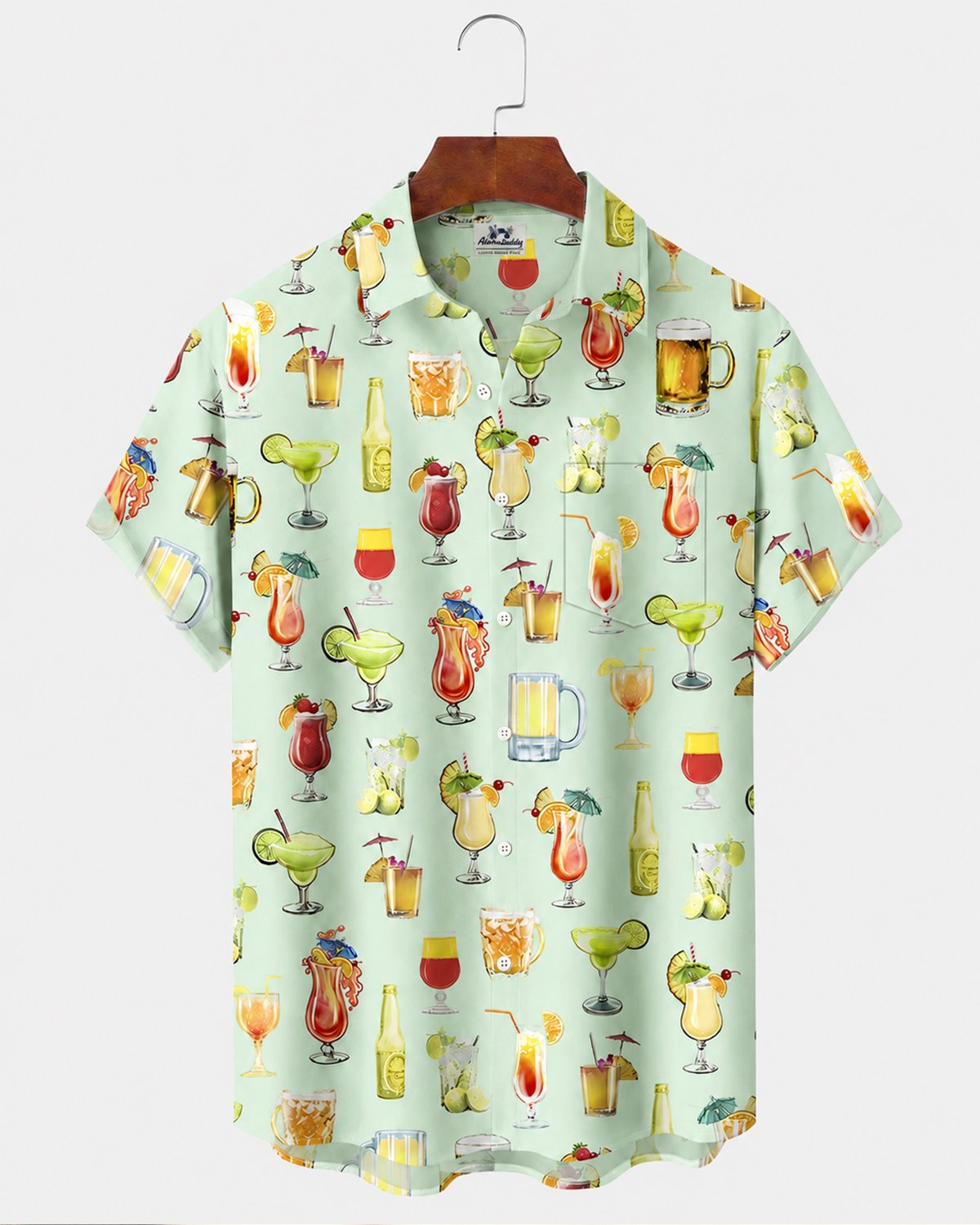 Alohadaddy® Hawaiian Beach Cocktail Margarita Print Short-Sleeve Shirt