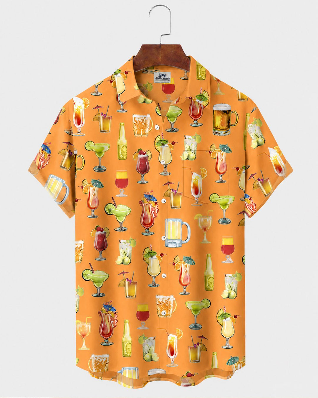 Alohadaddy® Hawaiian Beach Cocktail Margarita Print Short-Sleeve Shirt