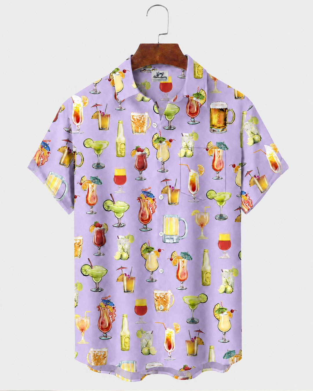 Alohadaddy® Hawaiian Beach Cocktail Margarita Print Short-Sleeve Shirt