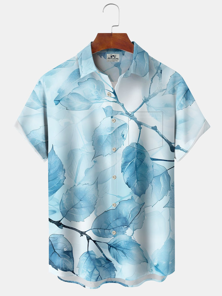 Alohadaddy® Hawaiian Floral Leaves Ombre Short Sleeve Pocket Shirt