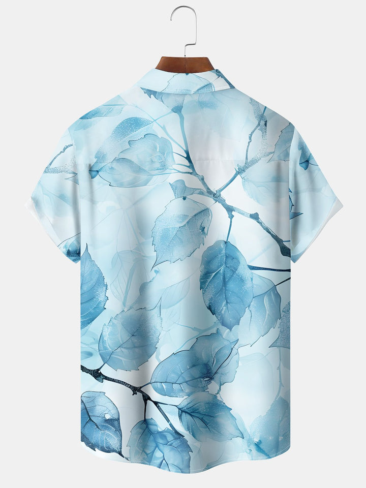 Alohadaddy® Hawaiian Floral Leaves Ombre Short Sleeve Pocket Shirt