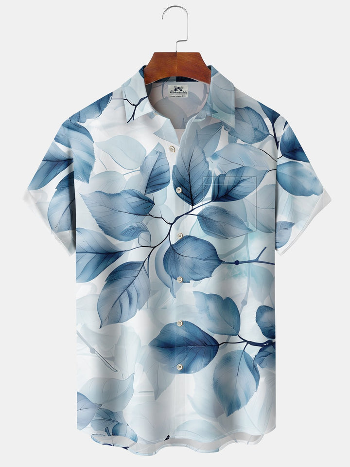 Alohadaddy® Hawaiian Leaf and Floral Art Pocket Shirt